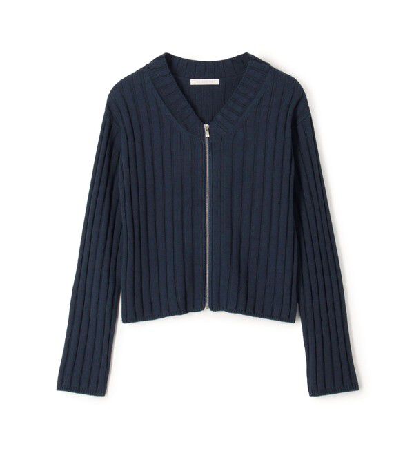 GALERIE VIE「ワイドリブ ジップアップカーディガン」|カーディガン|69 ネイビー