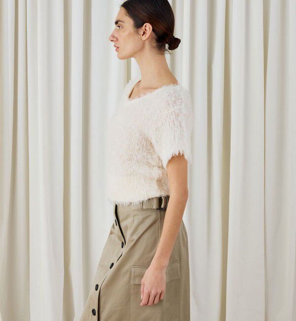 DES PRES「フラッフィーコットン フロンタブルプルオーバー」|ニット・セーター|