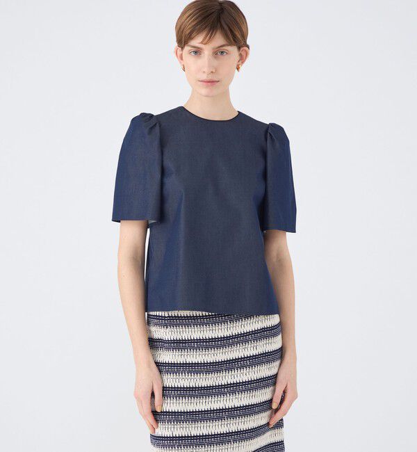 TOMORROWLAND collection「コットンシルクデニム タックベルスリーブプルオーバー」|シャツ・ブラウス|