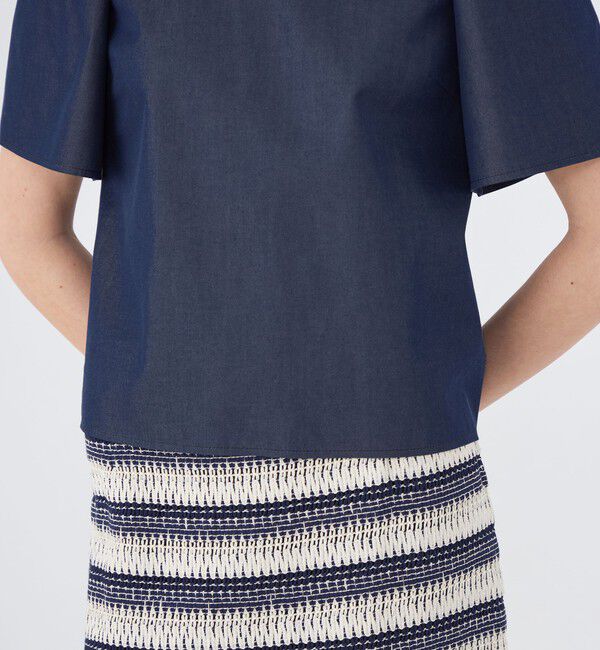 TOMORROWLAND collection「コットンシルクデニム タックベルスリーブプルオーバー」|シャツ・ブラウス|