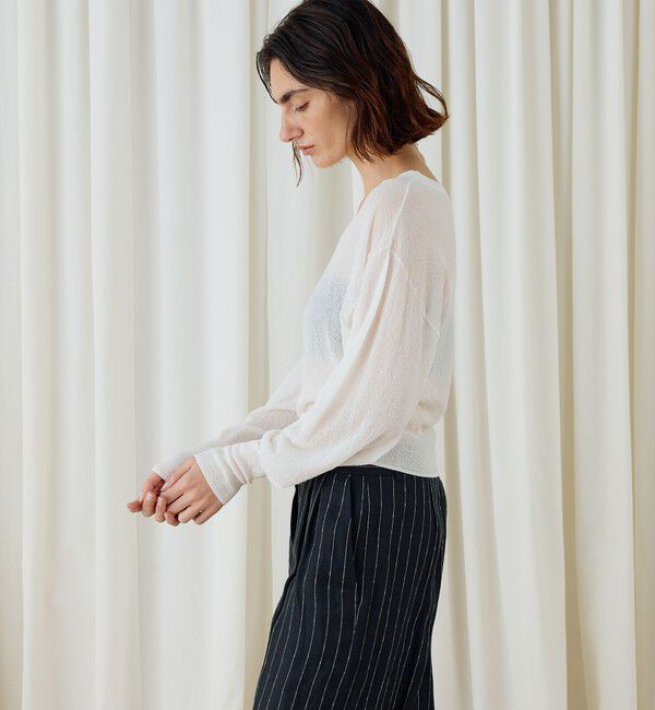 DES PRES「コットンストレッチエアリーニット ラウンドネックプルオーバー」|ニット・セーター|
