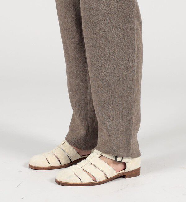 TOMORROWLAND MENS「リネン ヘリンボーン 1プリーツテーパードスラックス」|スラックス|