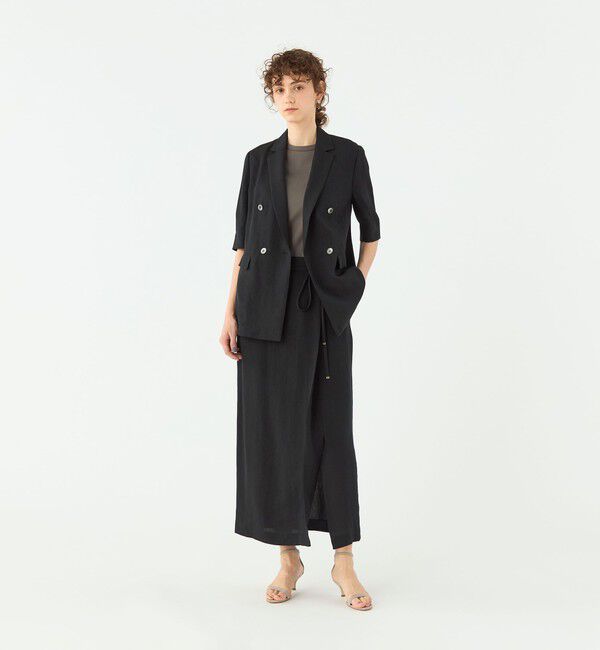 TOMORROWLAND collection「レーヨンリネンオックス サイドスリットスカート」|タイト|