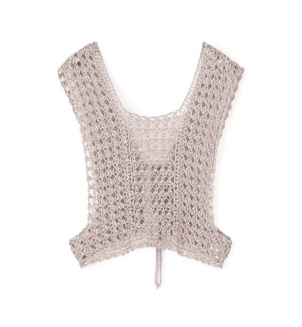 MACPHEE「メタリッククロシェ フロンタブルベスト」|ベスト・ジレ|81 シルバー