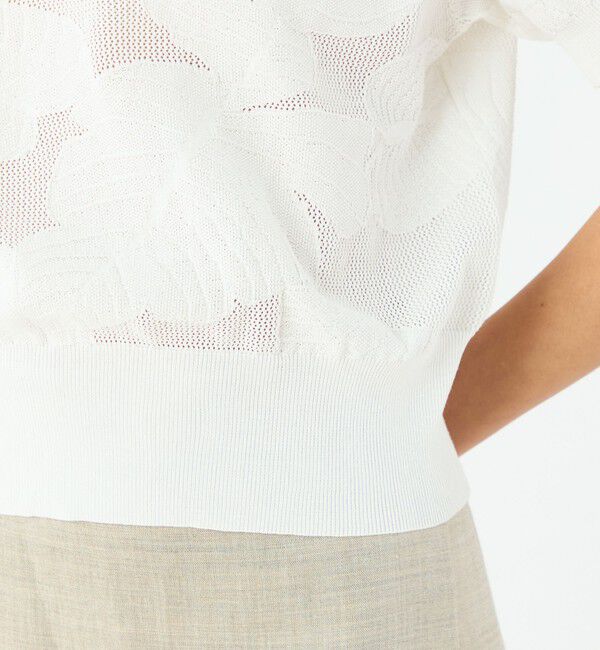 MACPHEE「ボタニカルメッシュ ハーフスリーブプルオーバー」|ニット・セーター|