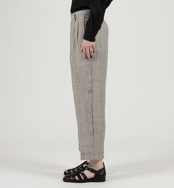 TOMORROWLAND MENS「リネン グレンチェック 1タック ペグトップパンツ」|スラックス|