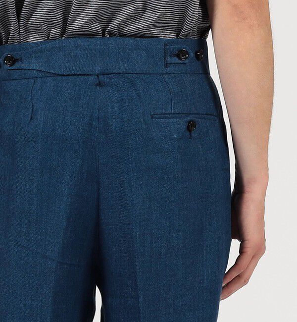 TOMORROWLAND MENS「リネン バックベルト ペグトップスラックス SOLBIATI」|スラックス|
