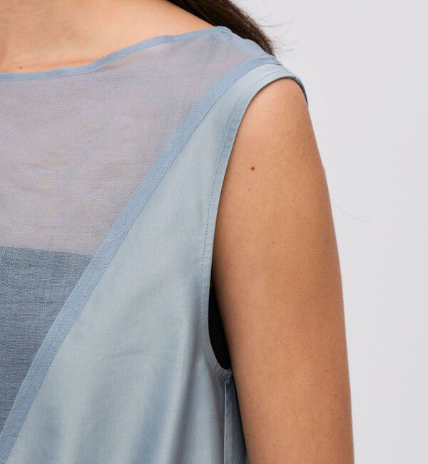 BACCA「コットンバックサテン オーガンジーコンビドレス」|ワンピース|