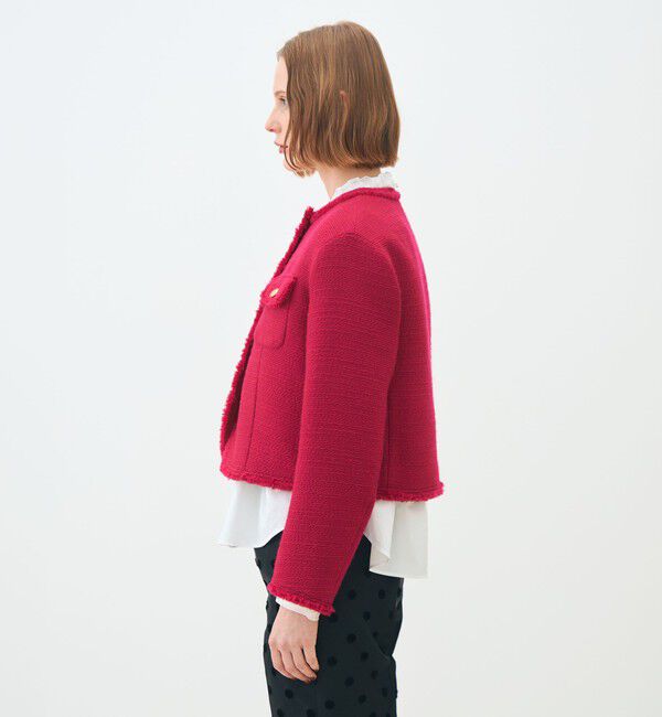 TOMORROWLAND collection「ブークレーファンシー クルーネックジャケット」|ノーカラージャケット|