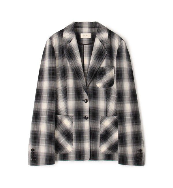 DES PRES「アキハ オンブレーチェック  シングルジャケット」|テーラードジャケット|18 ブラック系