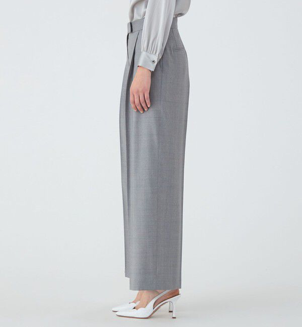 TOMORROWLAND collection「ZELANDER GLEN CHECK タックワイドパンツ」|スラックス|