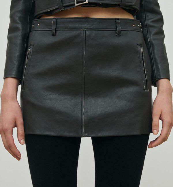 DES PRES「ヴィンテージレザー ローライズミニスカート」|スカート|