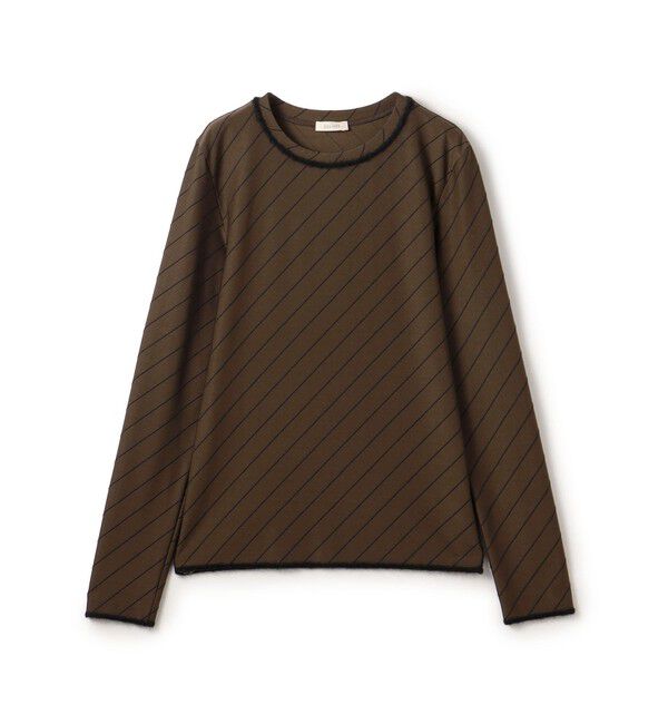 DES PRES「ダイアゴナルジャージー クルーネックプルオーバー」|Tシャツ・カットソー|48 ダークブラウン系