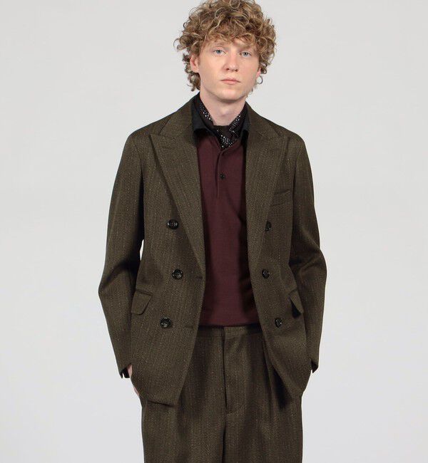 TOMORROWLAND MENS「ウールアクリルナイロンストライプ ダブルブレステッド6Bジャケット」|テーラードジャケット|