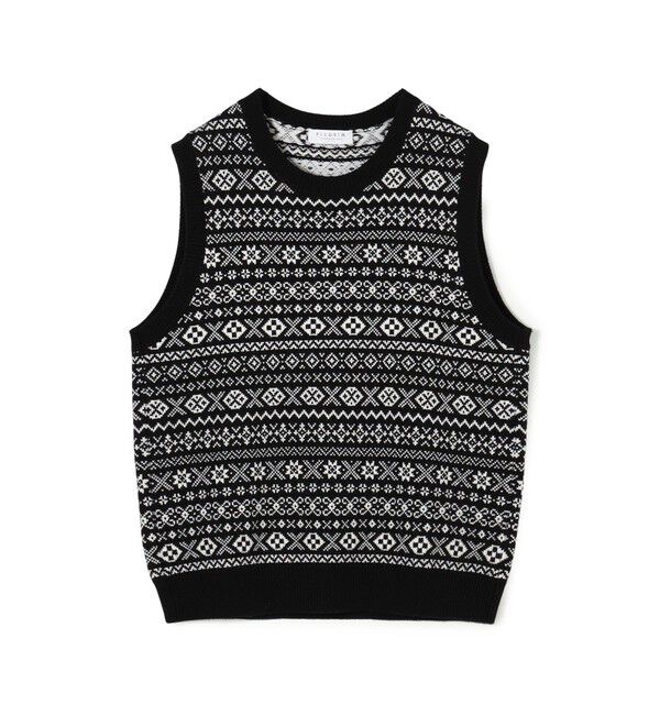 TOMORROWLAND MENS「ウールカシミヤ フェアアイル クルーネックプルオーバー ニットベスト」|ニット・セーター|18 ブラック系