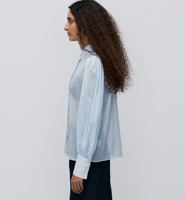 BACCA「コットンオーガンジー ギャザースリーブコンビシャツ」|シャツ・ブラウス|