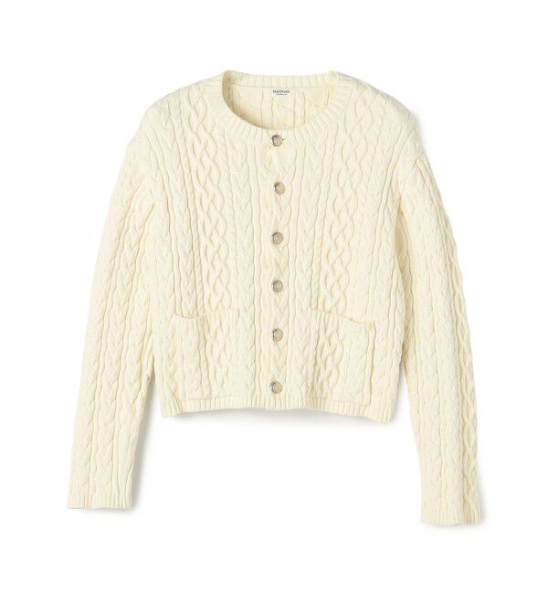 MACPHEE「ハイブリットコットンケーブル クルーネックカーディガン」|カーディガン|11 ホワイト