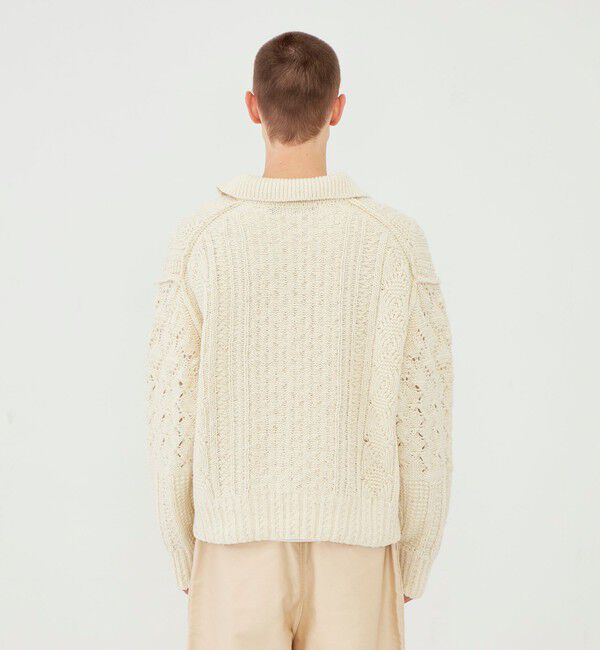 GALERIE VIE「コットンウールアラン オープンカラープルオーバー」|ニット・セーター|