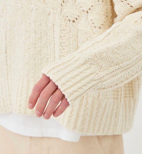 GALERIE VIE「コットンウールアラン オープンカラープルオーバー」|ニット・セーター|