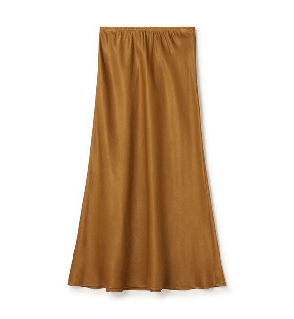 DES PRES「【WEB先行予約】ソフトサテン セミフレアスカート」|フレア|45 キャメル