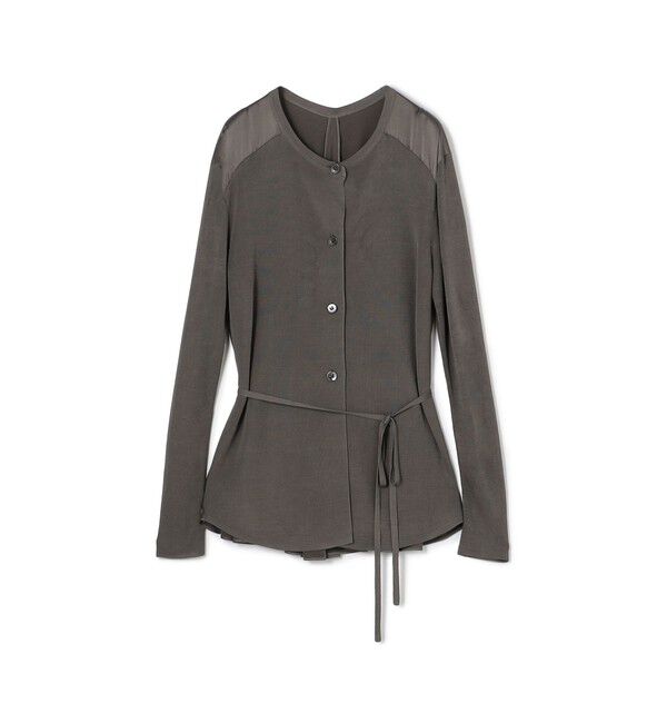 DES PRES「【WEB先行予約】 マットレーヨンシルクサテンコンビ バックドレープカーディガン」|カーディガン|17 チャコールグレー