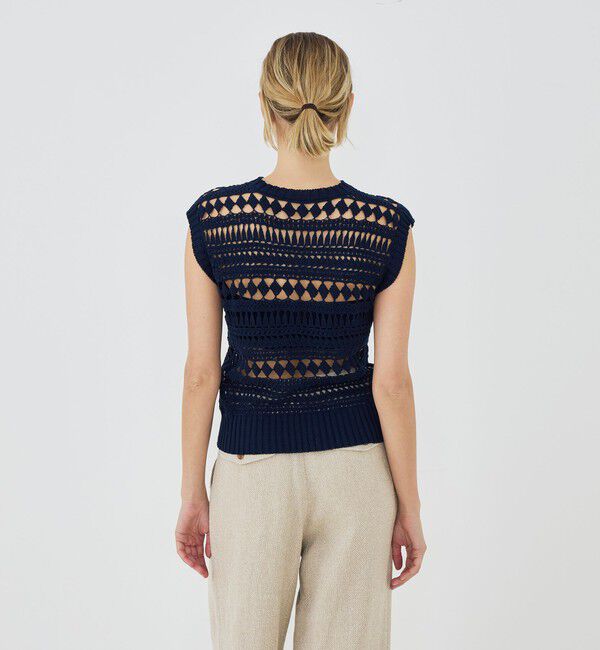 GALERIE VIE「【WEB先行予約】コットンクロシェ ノースリーブプルオーバー」|ニット・セーター|