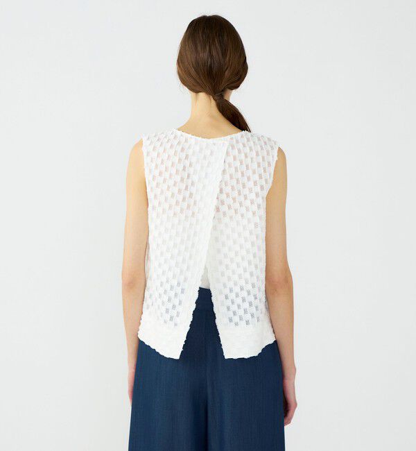 Ballsey「グリッドカットジャカード ノースリーブブラウス」|シャツ・ブラウス|