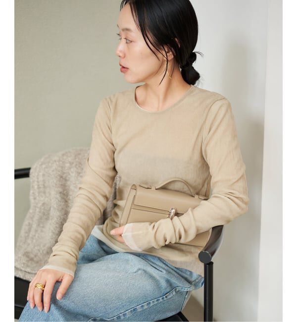 Plage「《一部カラーWEB限定追加》Flocky Mesh ロンT」|Tシャツ・カットソー|ベージュ