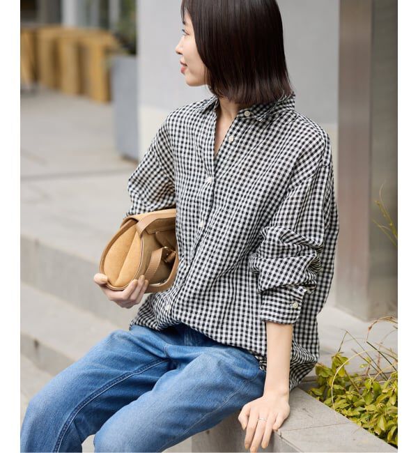 SLOBE IENA「リネンコットンレギュラーシャツ」|シャツ・ブラウス|ブラック A