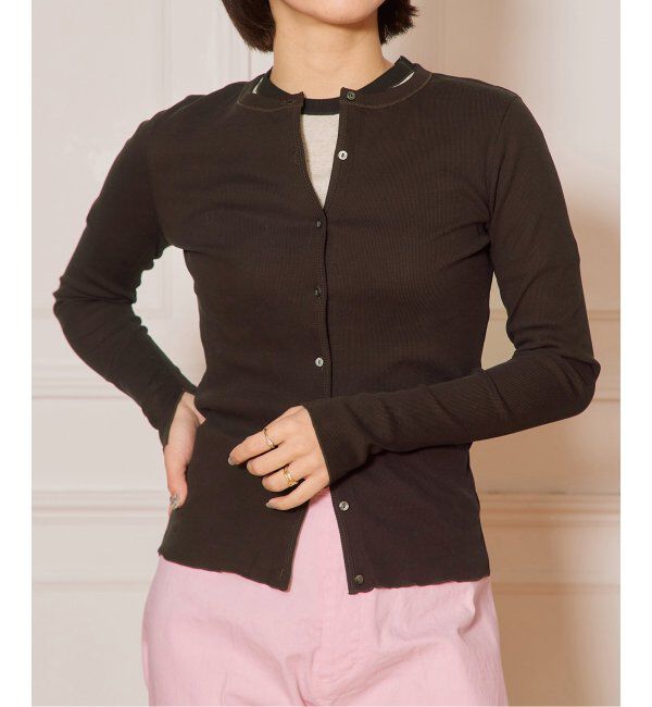 IENA LA BOUCLE「IENA LA BOUCLE ライトリブクルーネックカーディガン」|カーディガン|