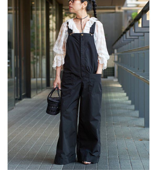 IENA LA BOUCLE「IENA LA BOUCLE 撥水ナイロンタフタオーバーオール」|オールインワン|ブラック