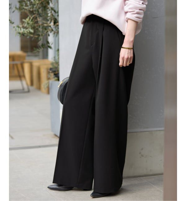 SLOBE IENA「《WEBのみ4サイズ展開/追加》TRワイドトラウザー」|スラックス|ブラック