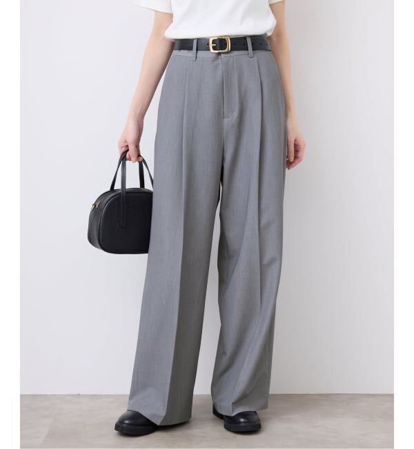 SLOBE IENA「《WEBのみ4サイズ展開/追加》TRワイドトラウザー」|スラックス|グレーA