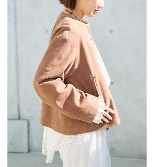 IENA「ラムスエードブルゾン」|ライダースジャケット|