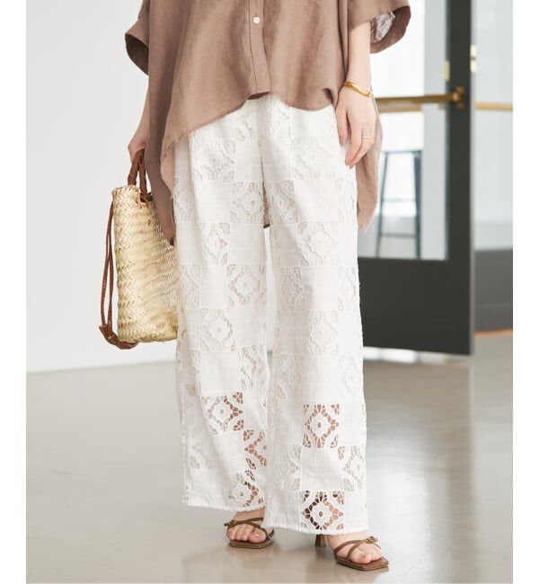 SLOBE IENA「コットンレースイージーパンツ」|その他|ホワイト