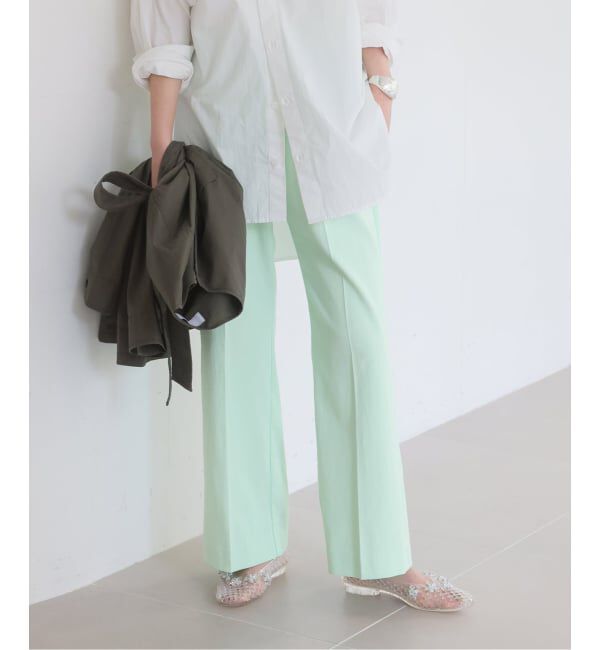 SLOBE IENA「《WEBのみ4サイズ展開/シリーズあり》リネンmixストレッチパンツ」|その他|グリーン D