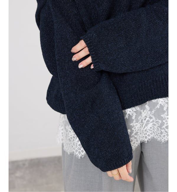 IENA「ミックスヤーン ワイドプルオーバー」|ニット・セーター|