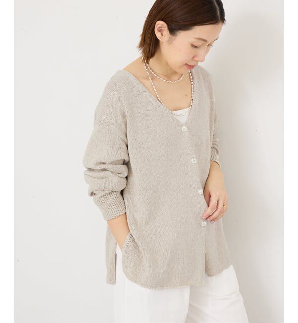 IENA「ミックスヤーン  2WAY Vカーディガン」|カーディガン|
