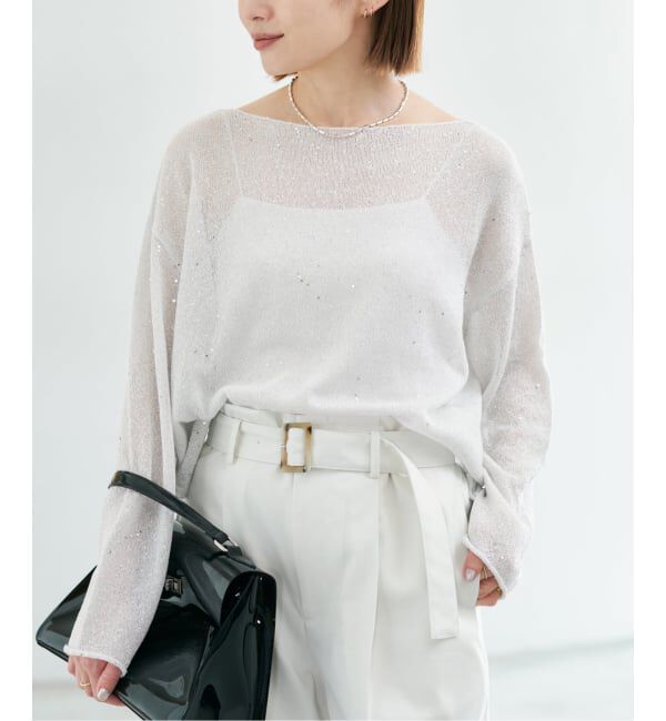 IENA「ウォッシャブル スパークルコットンプルオーバー」|ニット・セーター|