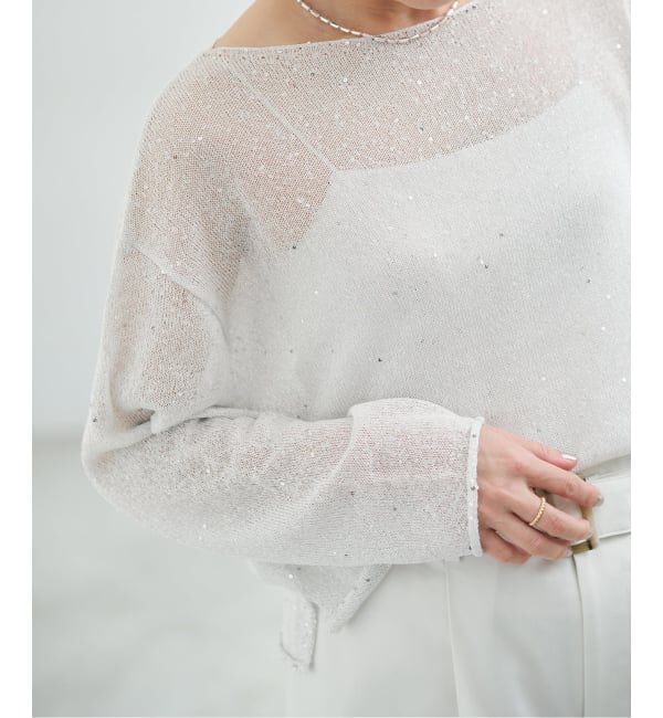 IENA「ウォッシャブル スパークルコットンプルオーバー」|ニット・セーター|