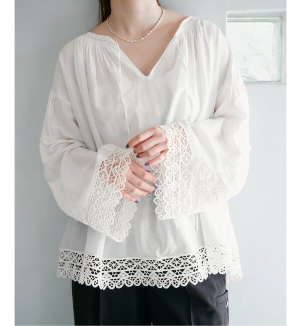 IENA「カットワークレースブラウス」|シャツ・ブラウス|ホワイト