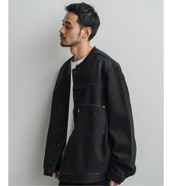 EDIFICE「《再入荷》Levi&rsquo;s(リーバイス) 別注 Type 1 Trucker Jacket BLACK "COLLARLESS"」|デニムジャケット|