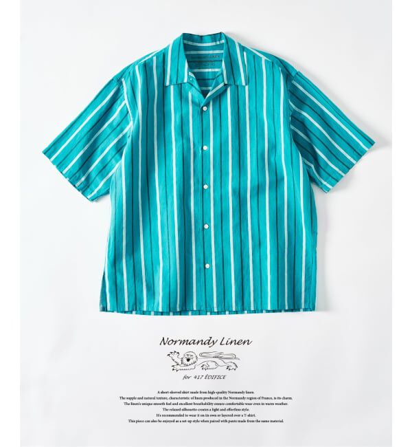 417 EDIFICE「ノルマンディーリネン S/Sシャツ」|シャツ・ブラウス|ブルー A