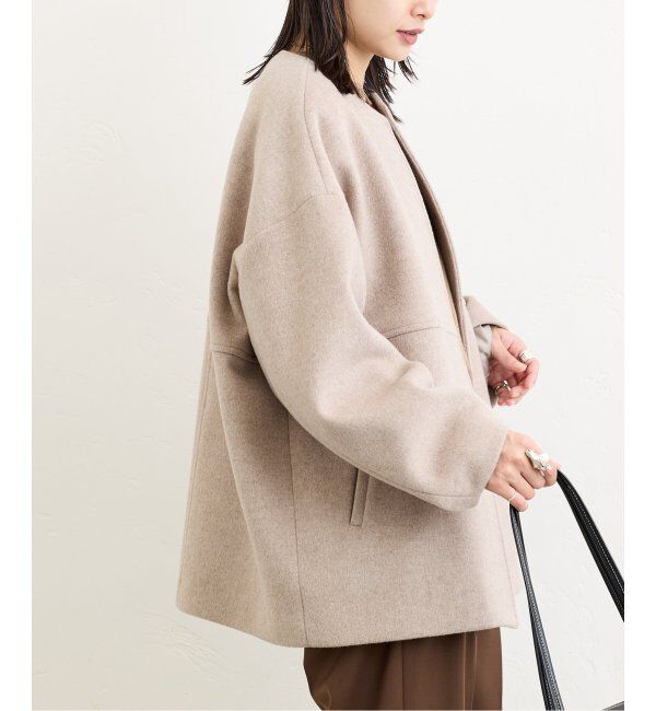 JOURNAL STANDARD「スーパー140ビーバーノーカラーショートコート」|ノーカラーコート|