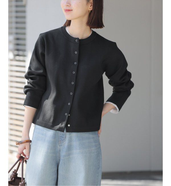 JOURNAL STANDARD relume「《WEB限定追加2》ウォッシャブルスポンジニットクルーネックカーディガン」|カーディガン|ブラック