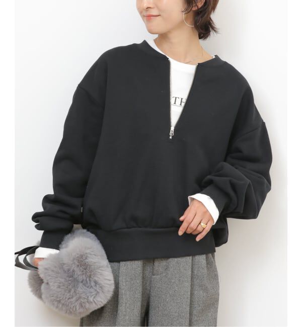 JOURNAL STANDARD relume「《WEB限定》ハーフジップノーカラースウェット」|スウェット・ジャージ|ブラック