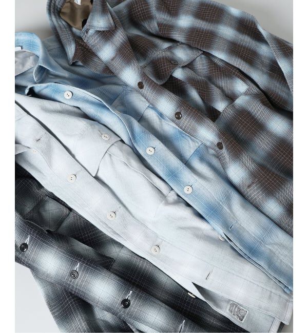 J.S.Homestead「J.S.Homestead / インディゴ チェック ミリタリー シャツ」|シャツ・ブラウス|