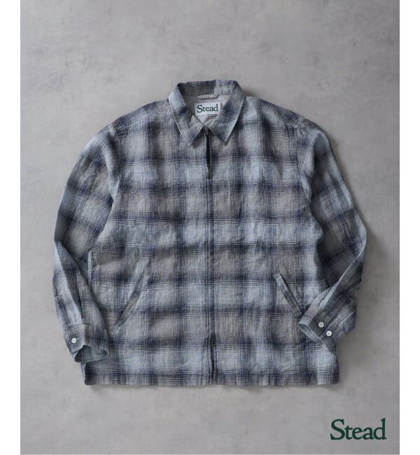 J.S.Homestead「Stead / リネン オンブレ ジップ シャツ」|シャツ・ブラウス|ネイビー