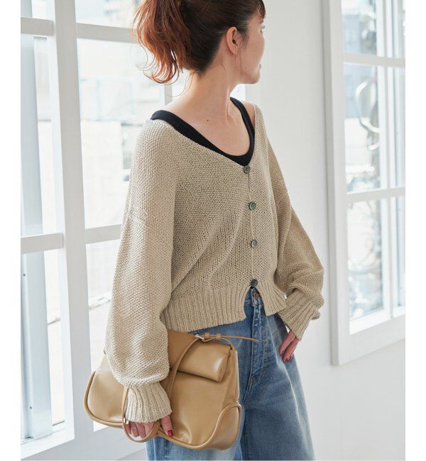Spick and Span「ペーパーヤーンVネックカーディガン」|カーディガン|