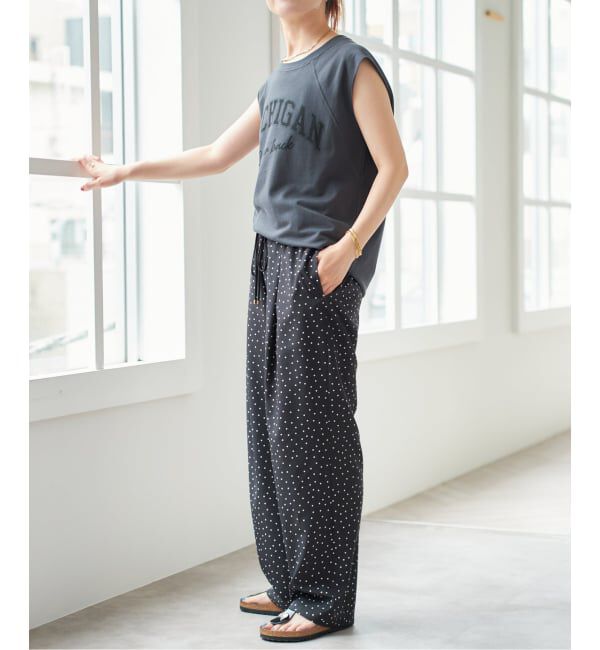 Spick and Span「《WEB限定 / 追加》ドットプリントイージーストレートパンツ」|スラックス|